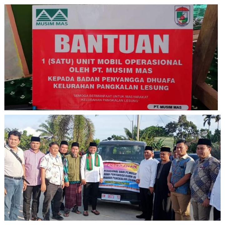 PT Musim Mas Serahkan Bantuan 1 Unit Pick up Kepada Badan Penyangga Kaum Dhuafa Pangkalan Lesung