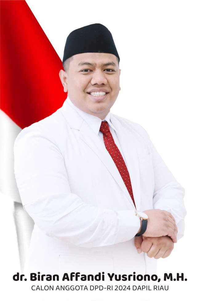 dr Biran Affandi Yusriono, MH Daftar Calon DPD – RI Termuda Riau, Deklarasikan Masyarakat Sehat & Ekonomi Kuat