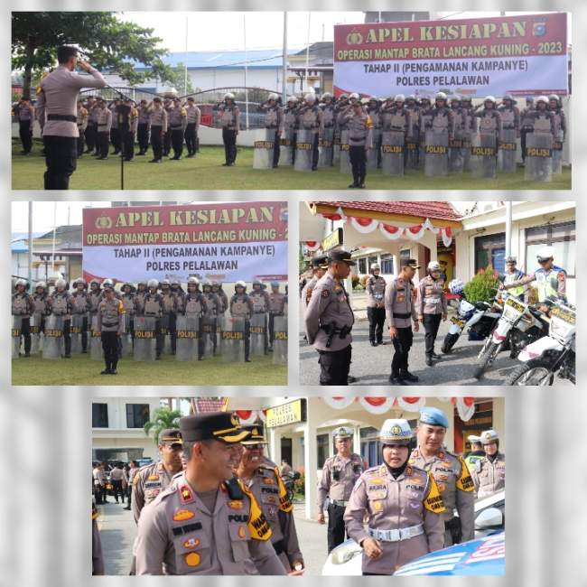 Jelang Pemilu, Polres Pelalawan Gelar Apel Kesiapan Operasi Mantap Brata Lancang Kuning 2023 – 2024 Tahap II