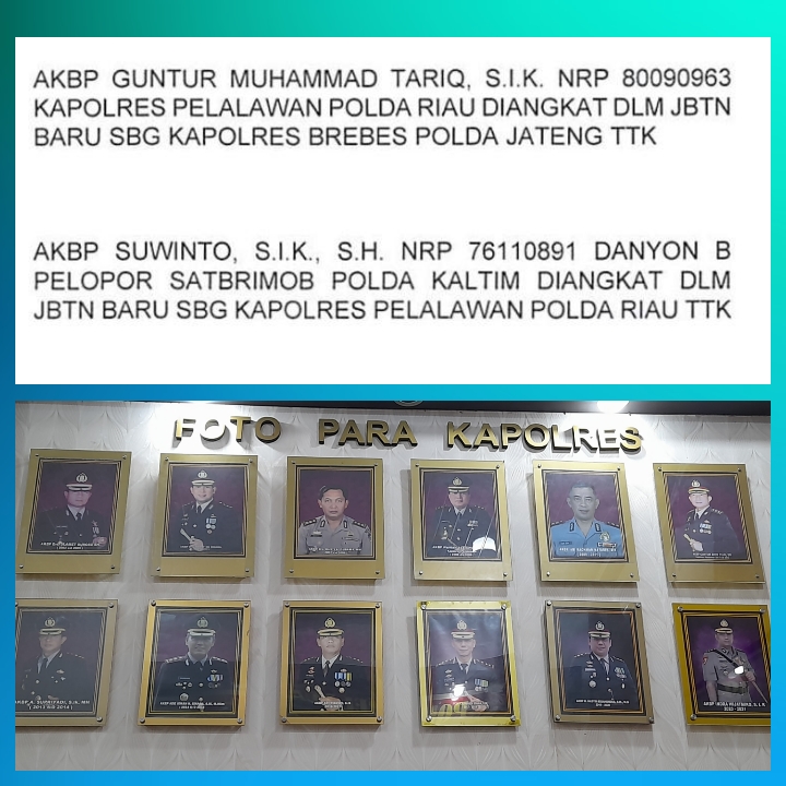 Kapolres Pelalawan, AKBP Guntur M. Tariq Mutasi, Digantikan AKBP Suwinto SIK