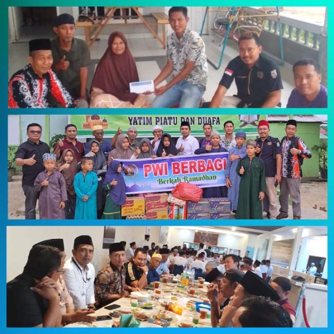 PWI Pelalawan Berbagi Dengan Anak Yatim Piatu dan Beri Santunan ke Keluarga Anggota PWI Pelalawan