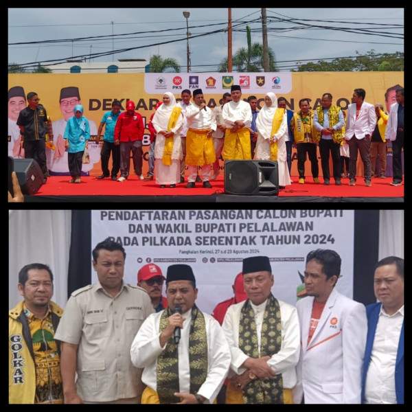 Nasarudin-Abu Bakar Mendaftar ke KPU Pelalawan Dikawal Ribuan Pendukung