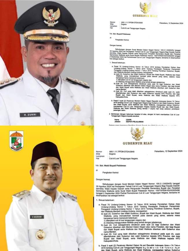 Bupati dan Wakil Bupati Pelalawan Akan Cuti Kampanye Pilkada 25 September hingga 23 November 2024
