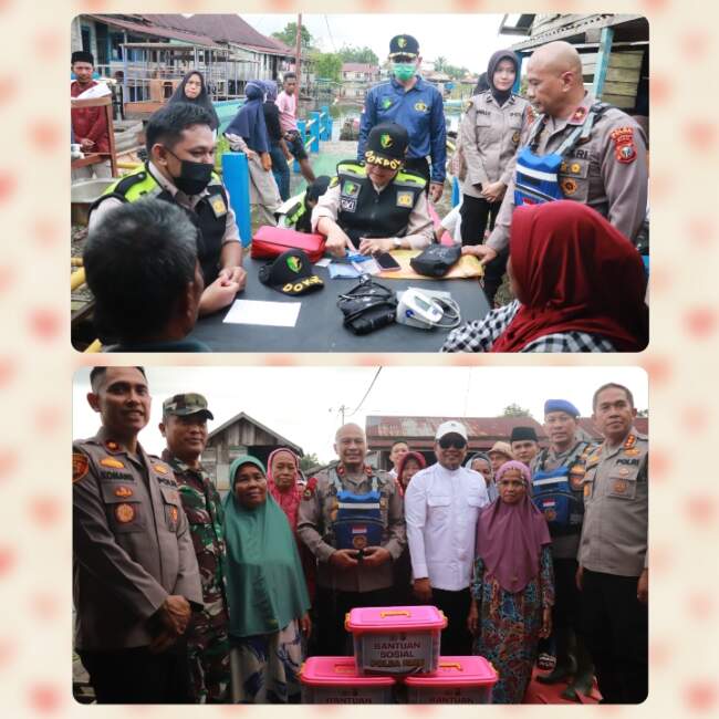 Respon Cepat Wakapolda Riau Bersama Bupati Pelalawan Tinjau Warga Terdampak Banjir