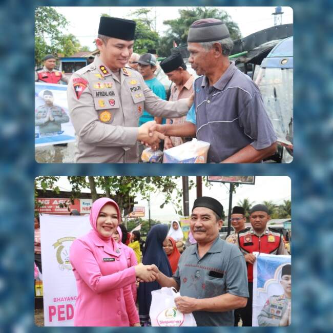 Kapolres Pelalawan Bagikan Paket Berbuka Puasa kepada Masyarakat dan Abang Becak