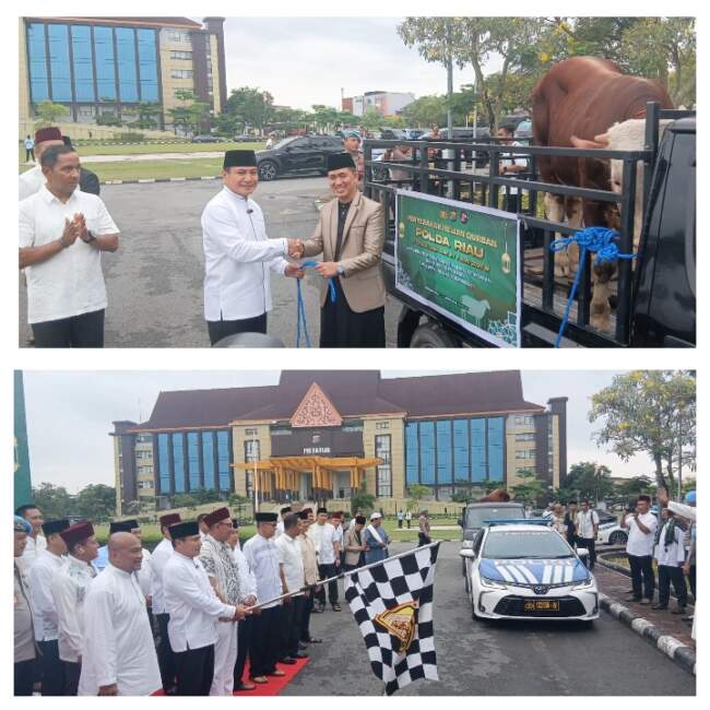 Irjen Hery Heryawan Lepas Secara Simbolis Pendistribusian Ratusan Hewan Kurban di Polda Riau