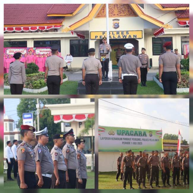 Kapolres Pelalawan Pimpin Upacara Kenaikan Pangkat, Diantaranya ada Kasat Reskrim